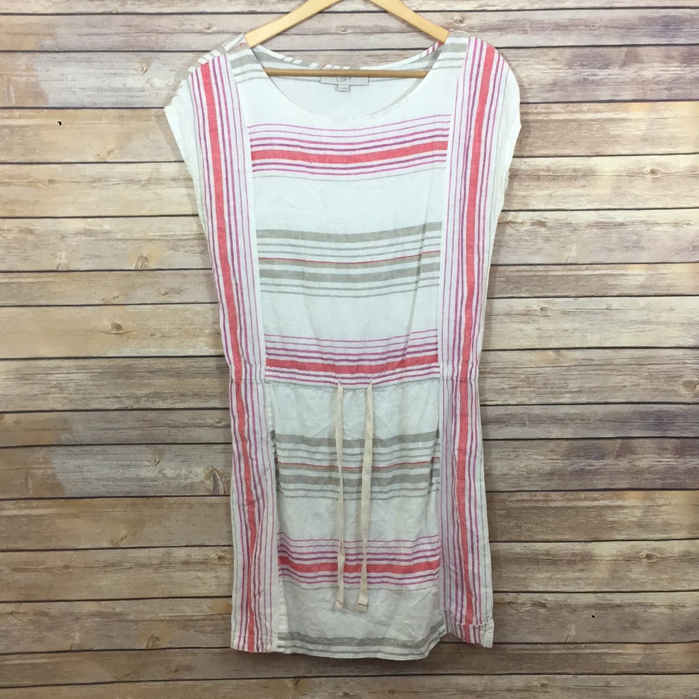 LOFT  💯 Linen Tunic with synched tie at waist